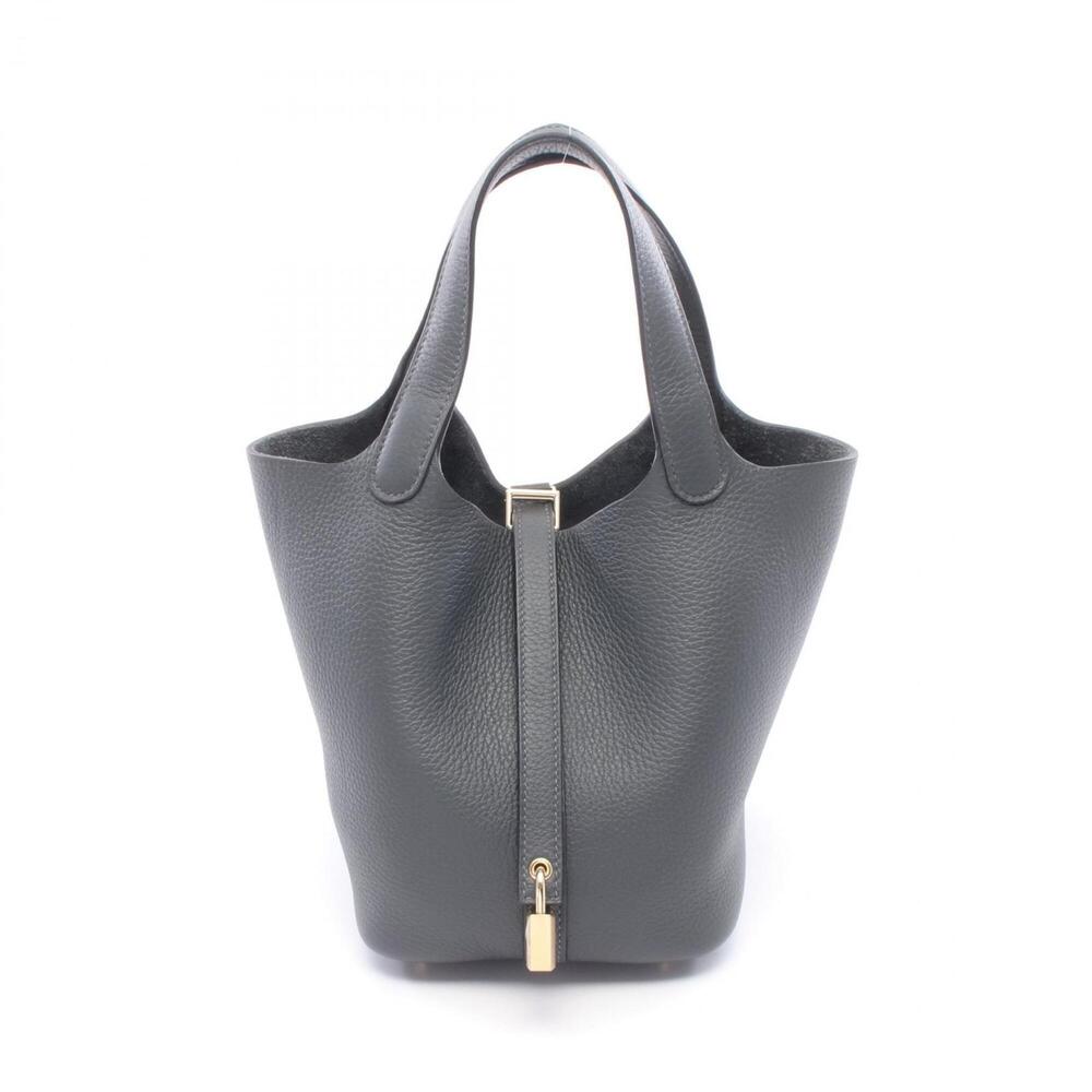 Hermes Picotin Lock PM Gris Misty Handbag, Leather, Taurillon Clemence Women'...
